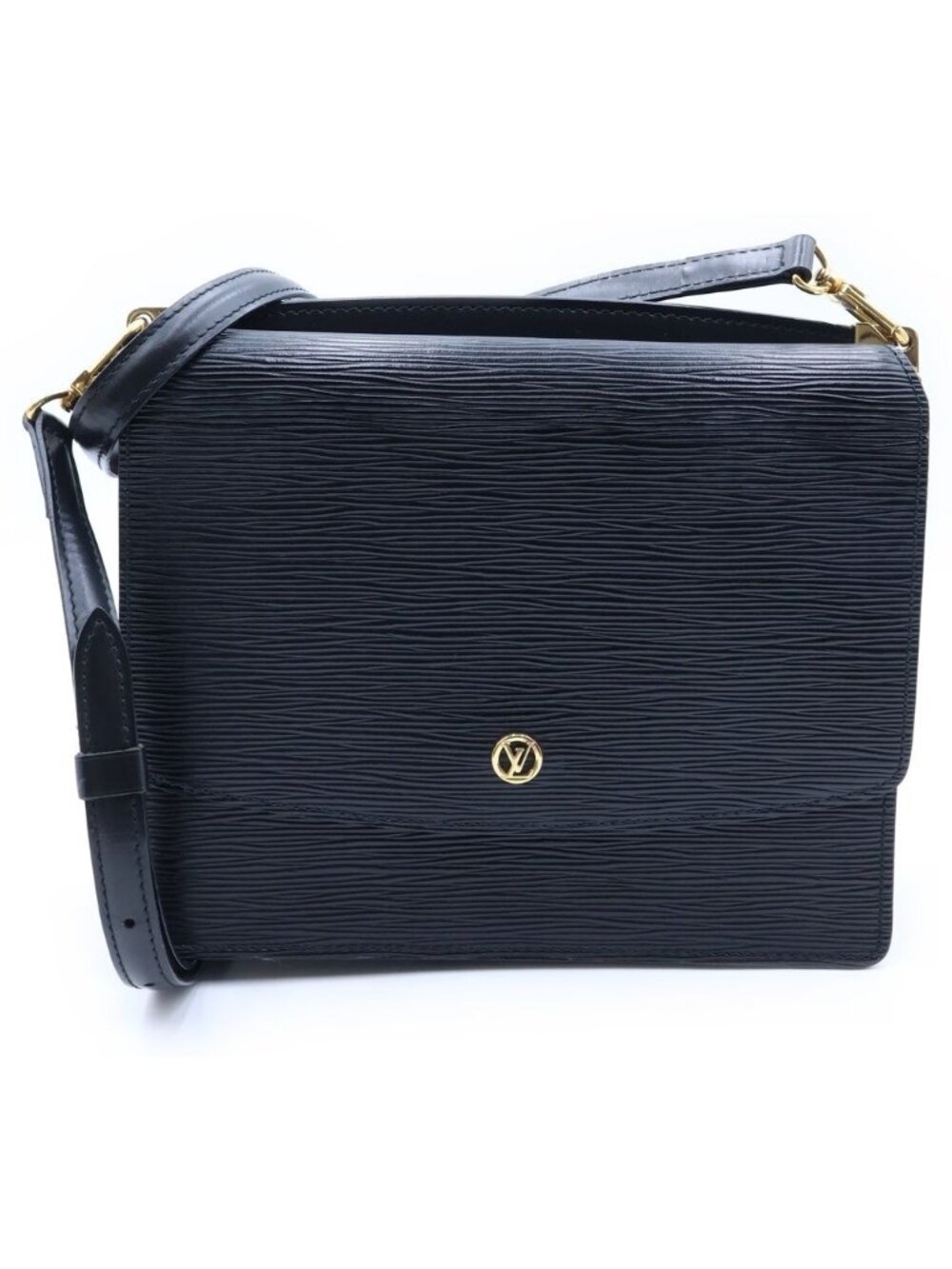 Louis Vuitton Epi Grenelle Shoulder Bag Black Noir Leather Gold